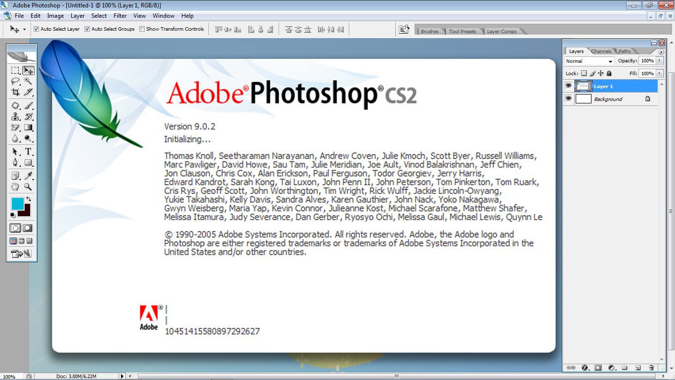 Adobe Photoshop CS2 Windows Splash Screen (2005)